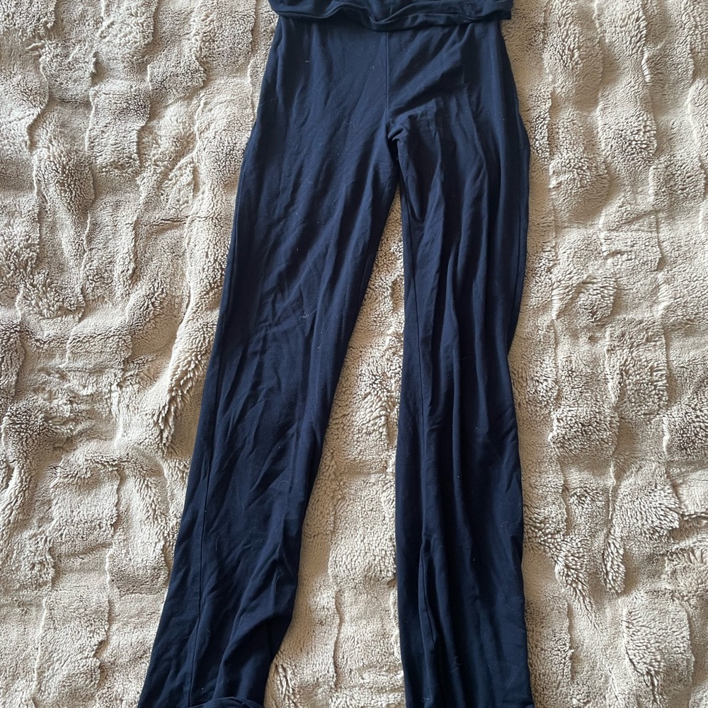 GARAGE Navy Wide-Leg Foldover Pants